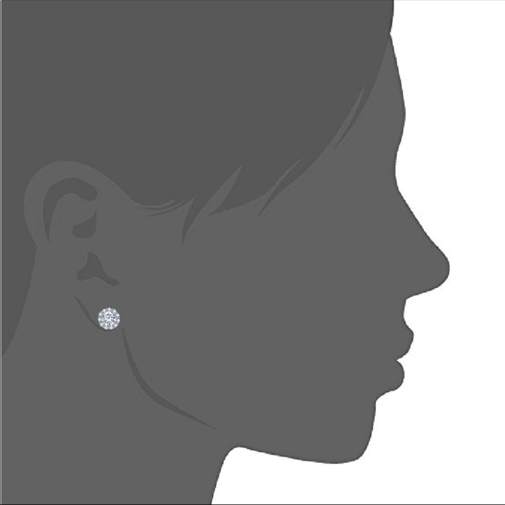 CZ Crystals Silver Stud Earrings New - Picture 5 of 5